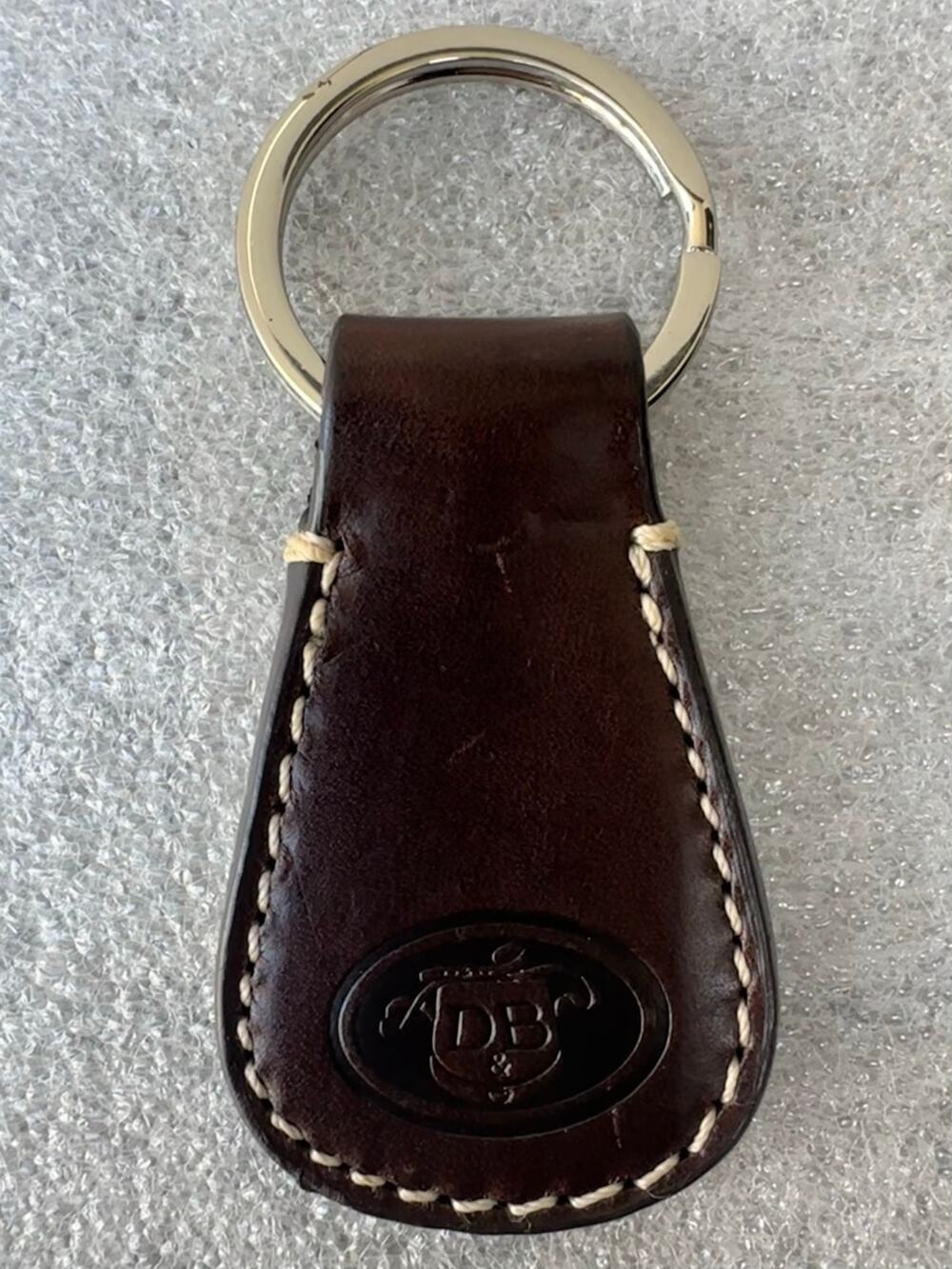 Vintage Dooney & Bourke Brown Leather Key Fob Keychain Logo Medallion